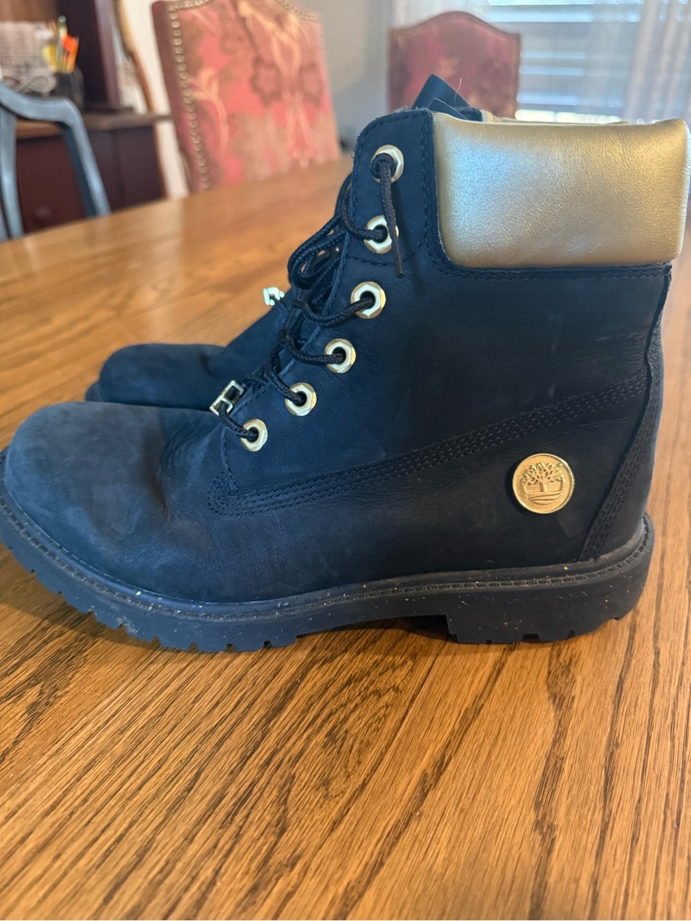 Limited Edition Timberland Black Heritage  Waterproof Boots with Gold Accent
